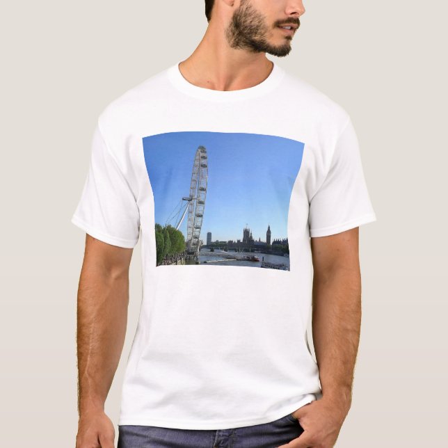 Mens T Shirt with London Eye Ferris Wheel (Front)