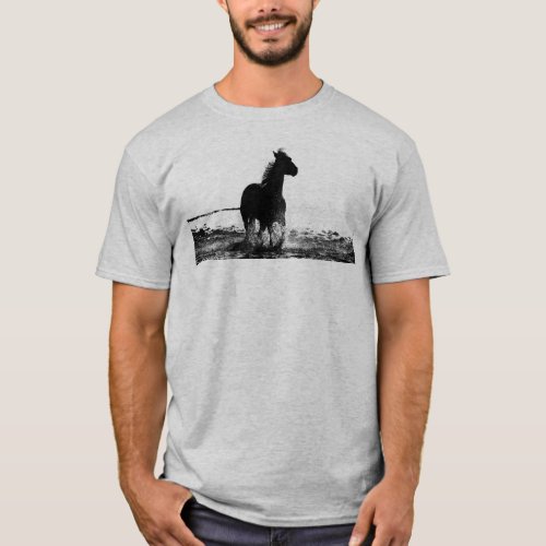 Mens T Shirts Front  Back Design Running Horse 