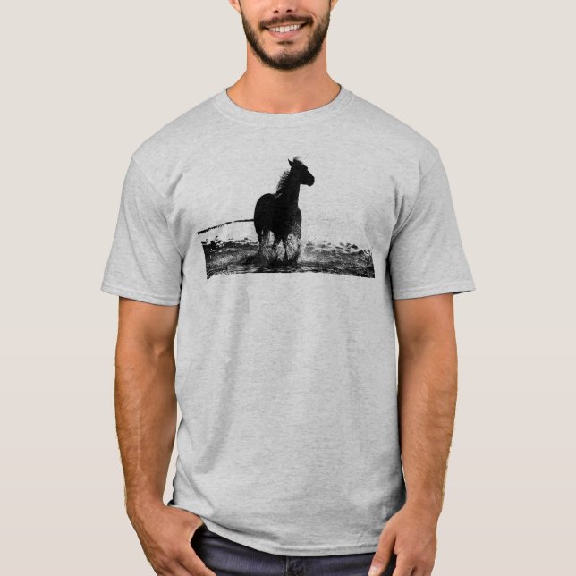 Mens T Shirts Front & Back Design Running Horse  (Front)