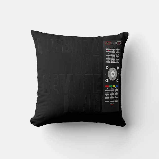 Mens T V Remote Control Husband Dad Remote King  Throw Pillow (Front)