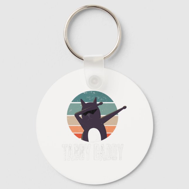 Mens Tabby Daddy Tee Cat Daddy Dad Fathers Keychain (Front)