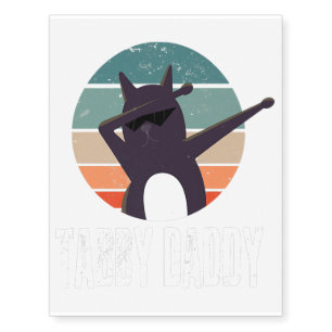 Mens Tabby Daddy Tee Cat Daddy Dad Fathers Temporary Tattoos