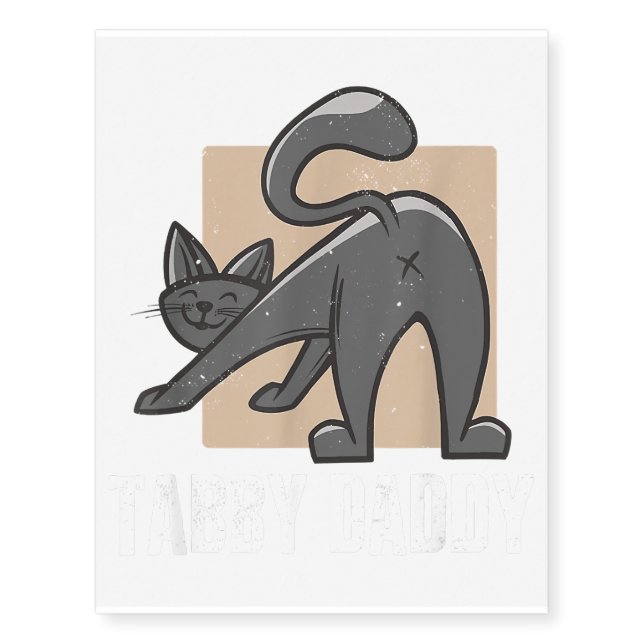 Mens Tabby Daddy Tee Cat Daddy Dad Fathers Temporary Tattoos (Front)