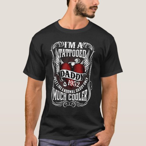 Mens Tattooed Dad Father Wie Eine Normal Nur Cool  T_Shirt