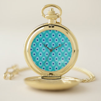 Mens Teal Design Pocket Watch