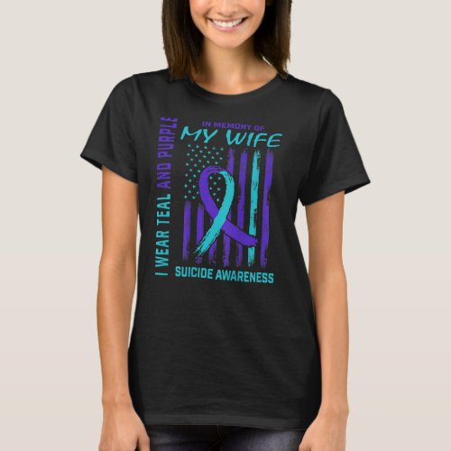 Mens Teal Purple Ribbon Suicide Awareness Flag Wif T_Shirt