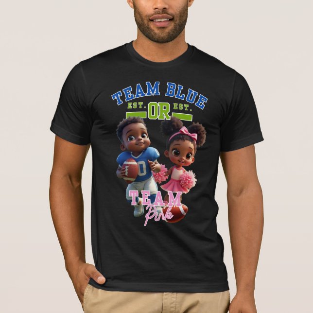 Men's Team Blue Team Pink Gender Reveal T-shirt (Front)