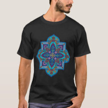 Men's tee shirt with blue mandala design 