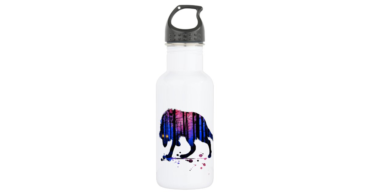 Mens Teen Boys Wolf Galaxy Star Forest Silhouette Stainless Steel Water  Bottle | Zazzle