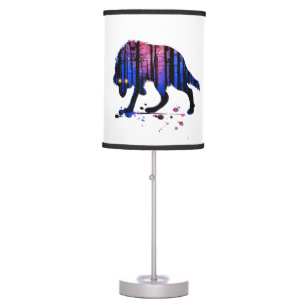 Mens Teen Boys Wolf Galaxy Star Forest Silhouette Table Lamp
