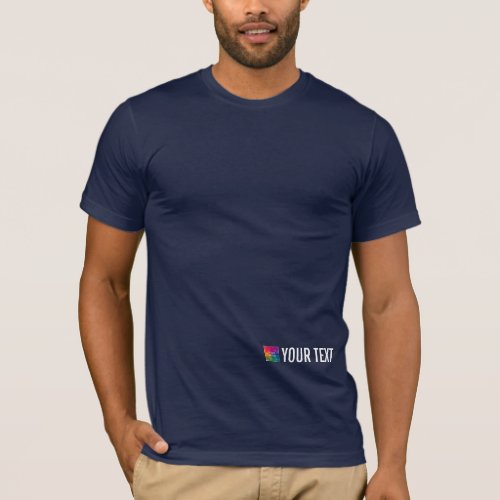 Mens Template T_Shirt Add Image Text Navy Blue
