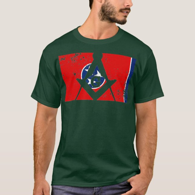 Mens Tennessee Masonic Square  Compass Freemason T-Shirt (Front)