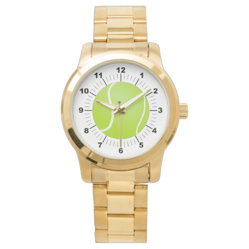 Mens Tennis Ball Oversized Gold Bracelet Watch