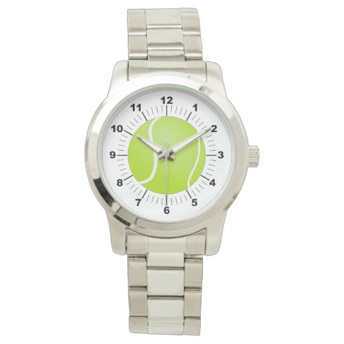 Mens Tennis Ball Oversized Silver Bracelet Watch