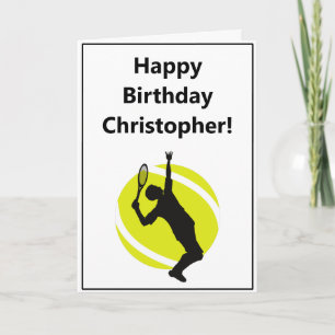 Men's Tennis Player Coach Minimalistic Birthday Card
