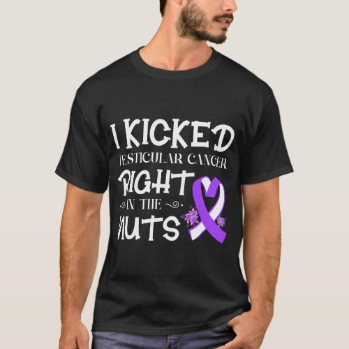   Mens Testicular Cancer Awareness Survivor Kicke T_Shirt
