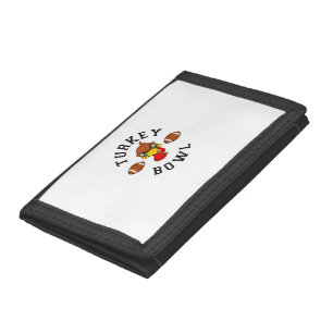 Mens Thanksgiving Football Turkey Bowl Shirt for M Tri-fold Wallet