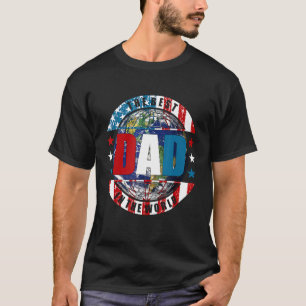 Mens The Best Dad In The World American Flag Papa T-Shirt