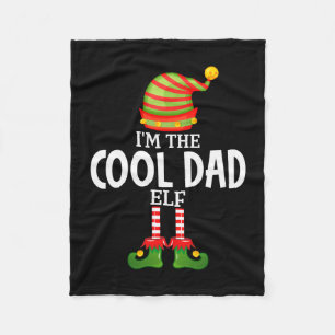 Mens the cool dad elf christmas matching pajama fleece blanket
