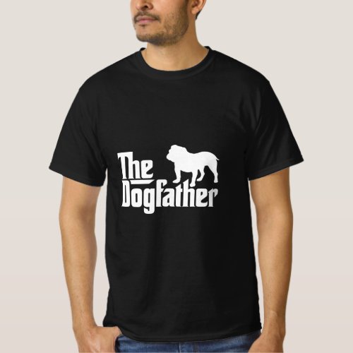Mens The Dogfather Bulldog  T_Shirt