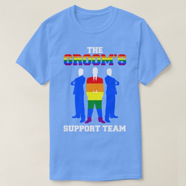 Mens The Grooms Support Team Gay Bachelor Party  T-Shirt (Design Front)