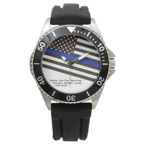  Mens Thin Blue Line Flag Police Officer Mans Watch