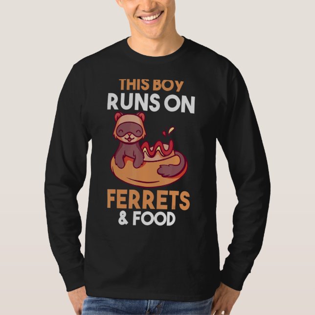 Mens This Boy Runs On Food And Ferrets T-Shirt (Front)