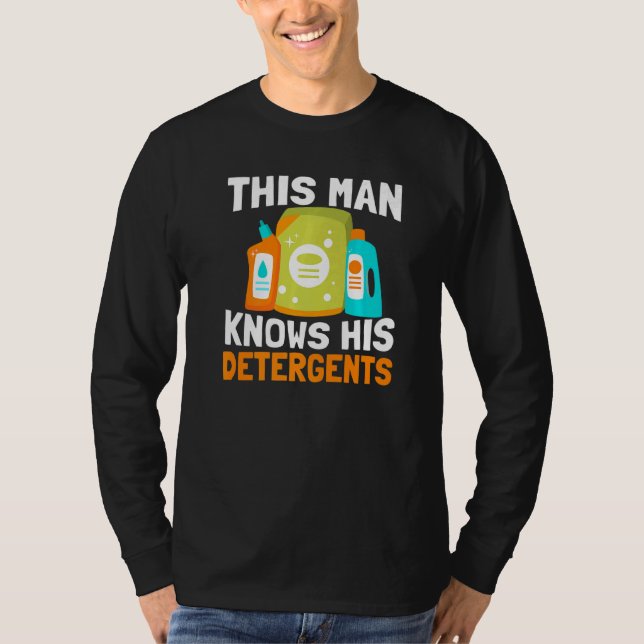 Mens This Man Knows His Detergents  School Custodi T-Shirt (Front)