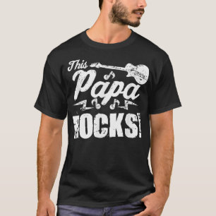 Mens This Papa Rocks T Guitar Rock n Roll Funny T-Shirt