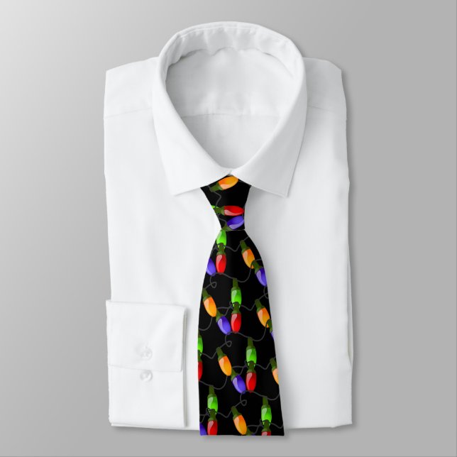 Men's Tie-Christmas Lights Neck Tie (Tied)
