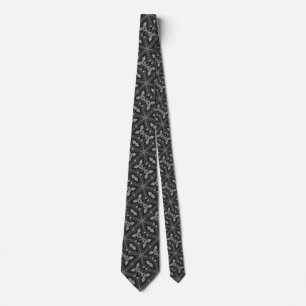 Men's Tie geometric tribal black and gray print