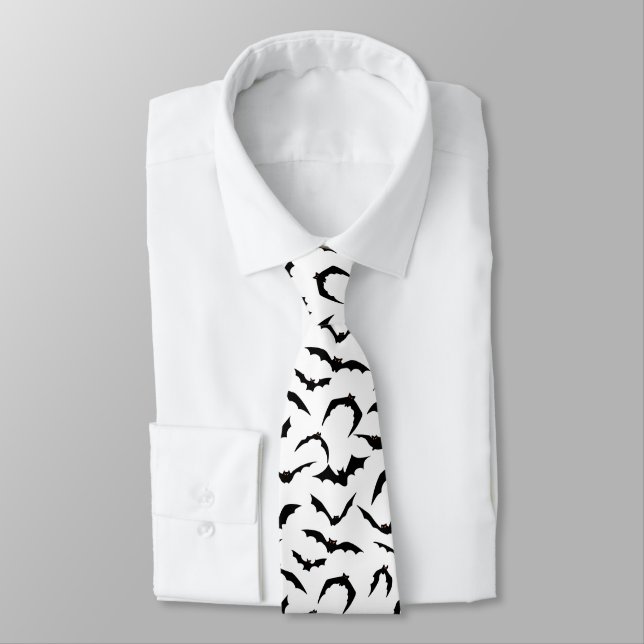 Men's Tie-Halloween Bats Neck Tie (Tied)