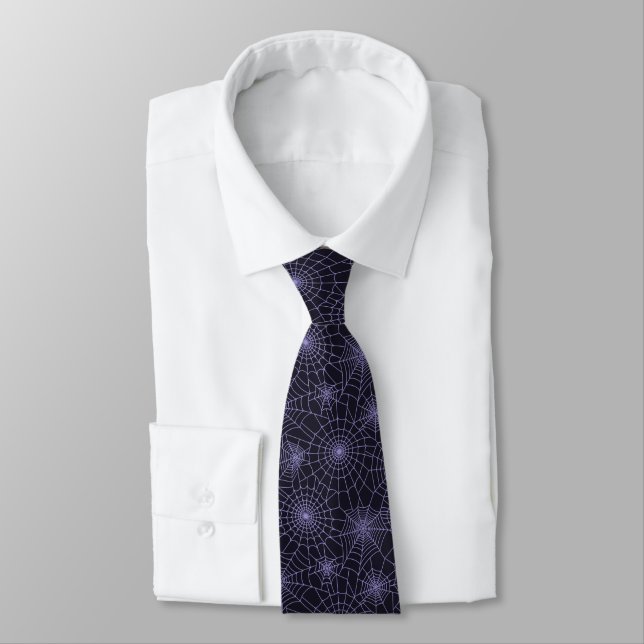 Men's Tie-Halloween Spider Webs Neck Tie (Tied)