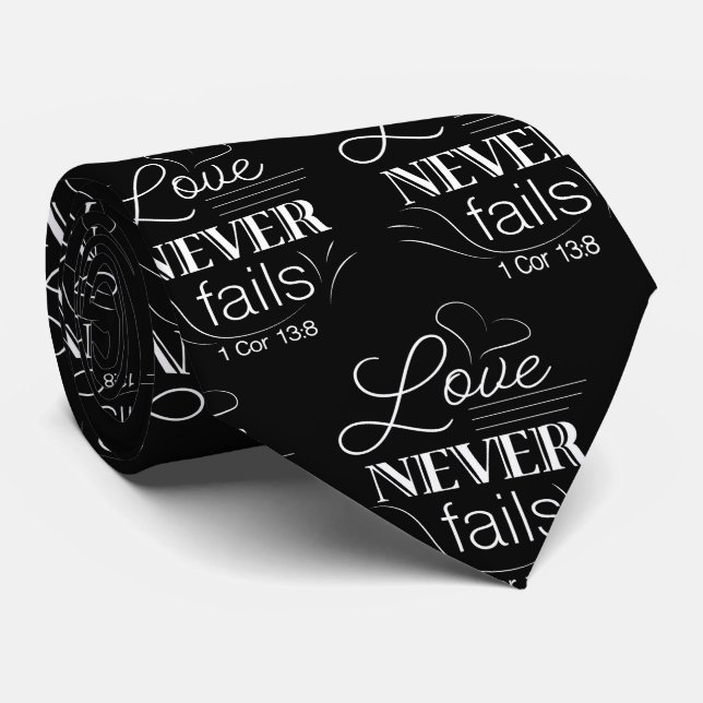 Mens Tie, Love Never Fails Neck Tie (Rolled)