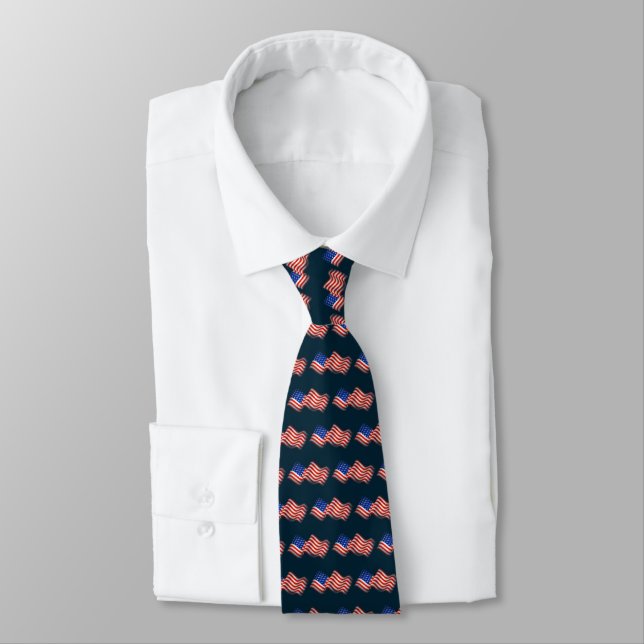 Men's Tie-Patriotic USA Flag Tie (Tied)