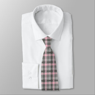 Men's Tie-Pink & Gray Plaid Neck Tie