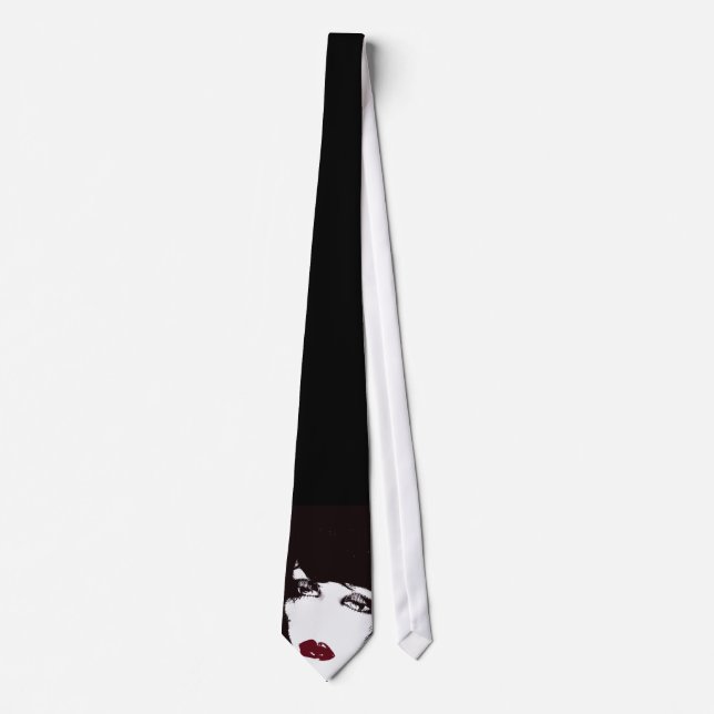 Mens Tie, Red Black White Face, Where Its At Tie (Front)
