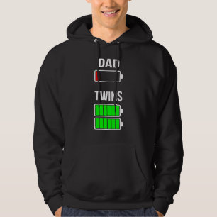 Mens Tired Dad Low Battery Twins Full Charge  Dadd Hoodie