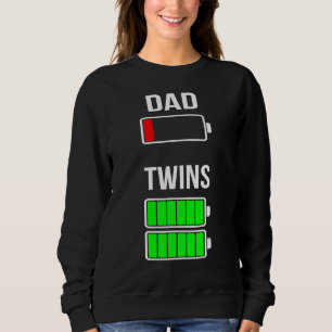 Mens Tired Dad Low Battery Twins Full Charge  Dadd Sweatshirt