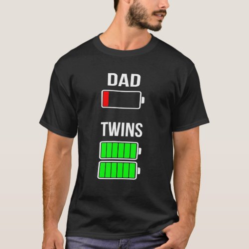 Mens Tired Dad Low Battery Twins Full Charge  Dadd T_Shirt