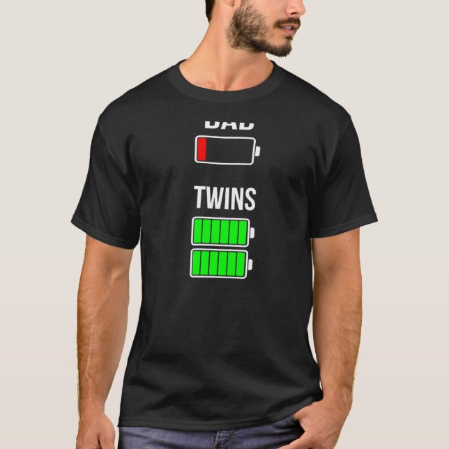 Mens Tired Dad Low Battery Twins Full Charge T-Shirt (Front)