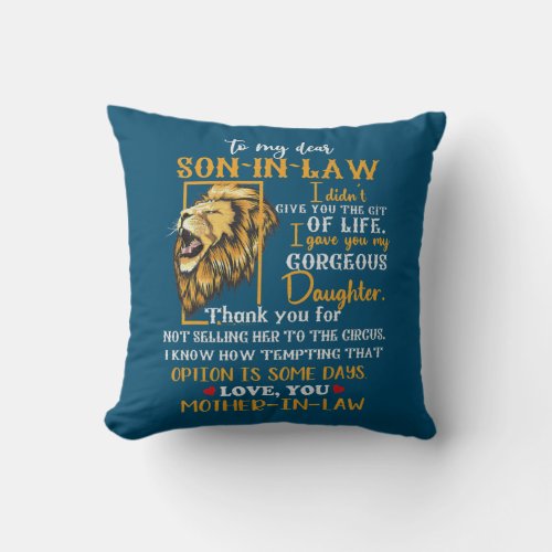 Mens To my dear son in law son in law from mother Throw Pillow