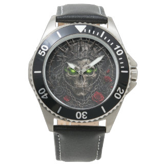 Men's Toxic Demon Skull Watch , Glowing Green Eyes