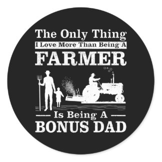 Mens Tractor Farmer Vintage Style Farmer Bonus Classic Round Sticker