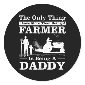 Mens Tractor Farmer Vintage Style Farmer Daddy Classic Round Sticker