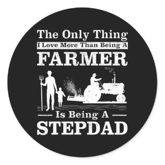Mens Tractor Farmer Vintage Style Farmer Stepdad Classic Round Sticker