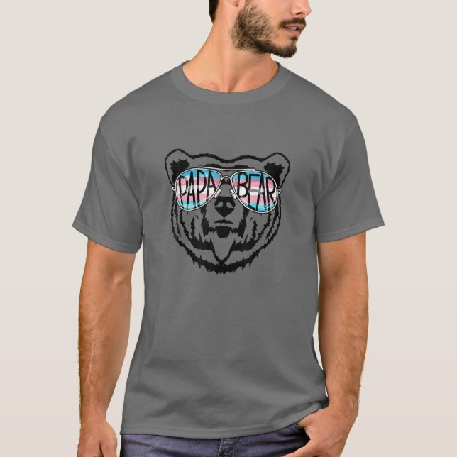 Mens Trans Papa Bear Proud Dad Ally Transgender Ra T-Shirt (Front)