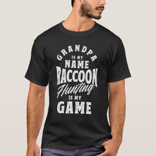 Mens Trap Hunting Grandpa Coon Hunter Raccoon Hunt T_Shirt