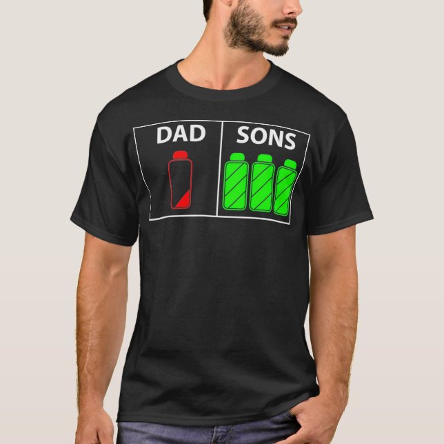 Mens Triplet Dad of Three Sons  Funny Low Gift T-Shirt (Front)