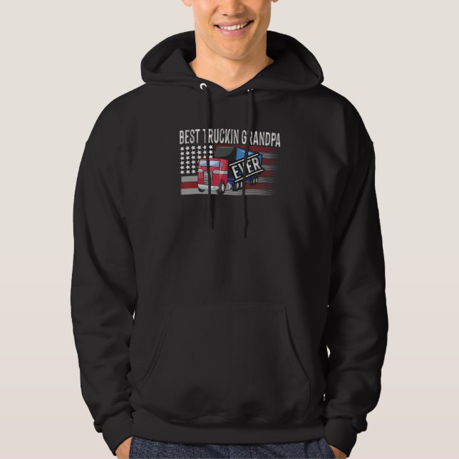 Mens Truck Driver American Flag dad best truckin d Hoodie (Front)